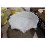 MILK GLASS GRAPE PATTERN BOWL