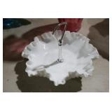 RUFFLED EDGE MILK GLASS SNACK TRAY