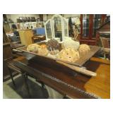 ANTIQUE WOOD DOUGH BOWL W/ DECORATIVE BALLS