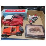 COLL. 1936 MG AFTRSHAVE BOTTLE, MISC TIN&MOTORCYCL