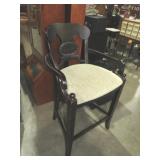 BLACK SOLID WOOD PAINTED BAR CHAIR
