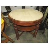 SOLID WOOD RD MARBLE TOP SIDE  TABLE