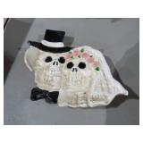 CAST IRON SKELETON WEDDING COUPLE TRINKET DISH