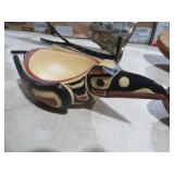 BOMA WOOD CARVED HANDPAINTED BIRD BOWL