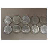 (10) ROOSEVELT DIMES VARIOUS DATES & MM 90%