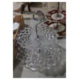 NICE CRYSTAL 2 TIER SNACK DISH