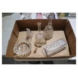 COL. OF CLEAR GLASS BUTTER DISH, BELLS, MISC
