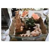 PORCELAIN PIGS, FLORAL PIECE