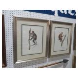 (2) GOLD FRAMED MONKEY PRINTS - ARTIST SIGNED