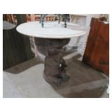 ELEPHANT BASE W/ MARBLE TOP TABLE