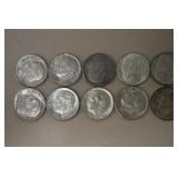 (10) ROOSEVELT DIMES VARIOUS DATES & MM 90%