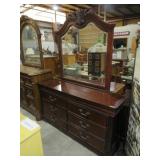 CHERRY FINSH 6 DWR DRESSER W/ MIRROR