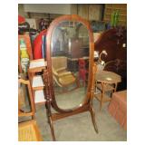 CHERRY FINISH DRESSING MIRROR ON STAND