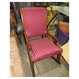 VINTAGE BURGUNDY STRIPED ROCKING CHAIR