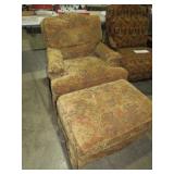 LEE FURNITURE CLOTH CHAIR W/ OTTOMAN