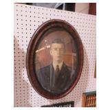 BURL FRAMED OVAL CONCAVE MENS PORTRAIT