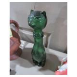 VTG EMPOLI GREEN GLASS CAT DECANTER -1960