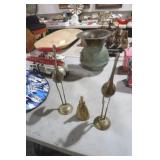 BRASS FLAMINGOS & BRASS VICTORIAN LADY BELL