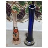 PINK DEPRESSION & COBALT BLUE BUD VASES