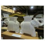 PAIR CERAMIC ELEPHANT PLANT STANDS