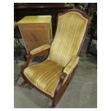 ANTIQUE CLOTH COVERED ROCKING CHAIR
