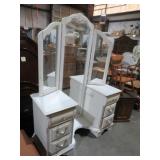 PAINTED SOLID WOOD 6 DWR VANITY DRESSER W/ MIRROR