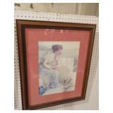 FRAMED LADIES PORTRAIT W/ DOVES