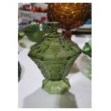 VIN ANCHOR HOCKING AVOCADO GREEN GLASS CANDY DISH
