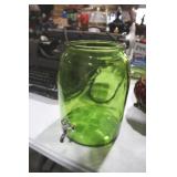 GREEN GLASS WATER PITCHER