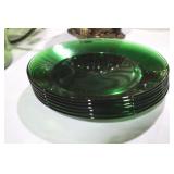 COL. OF VINTAGE GREEN GLASS PLATES