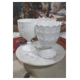 MILKGLASS CAKE PLATE & GOBLETS