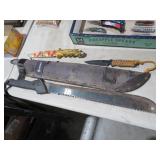 GERBER MACHETE&(2) FIXED BLADE KNIVES