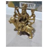 BRASS GODDESS ON TIGER STATUE