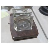 (3) MID CENTURY ASHTRAYS ON WOOD STAND
