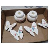 VTG CERAMIC BUTTERFLIES & CANDLEHOLDERS