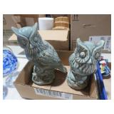 PAIR CERAMIC OWLS