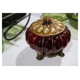 VINTAGE RUBY RED GLASS TRINKET BOX
