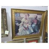 GOLD ORNATE FRAMED YOUNG GIRL W/ OLDER LADY PRINT