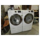 (2X)SAMSUNG FRONT LOAD WASHER/DRYER W/ STANDS