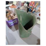 HANDMADE STUDIO OTTERY GREEN GLAZED VASE