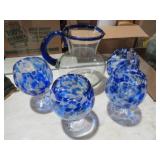 HANDBLOWN PITCHER & GOBLETS