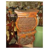 (2) WICKER STYLE STORAGE BOXES