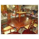 CHERRY FINISH DINING TABLE WITH 6 CHAIRS/2 LEAVES
