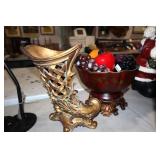CORNUCOPIA PLANTER & GLASS FRUIT IN BOWL