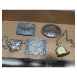 ESTATE POCKET WATCHES & BELT BUCKLES