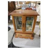 VINTAGE WOOD 2 DOOR JEWELRY MINI CABINET