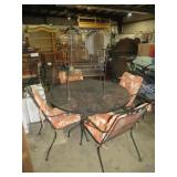 WROUGHT IRON PATIO TBL W/ (5) CHAIRS