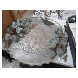 HAMMERED ALUMINUM WITH PEACOCK & CANDLE HOLDERS