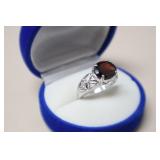 5.7GR 9K WHT GOLD MOZAMBIQUE GARNET RING SIZE 6.75