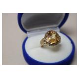 NEW 5.2GR 9K GOLD 3.74CT CITRINE RING SIZE 6.75